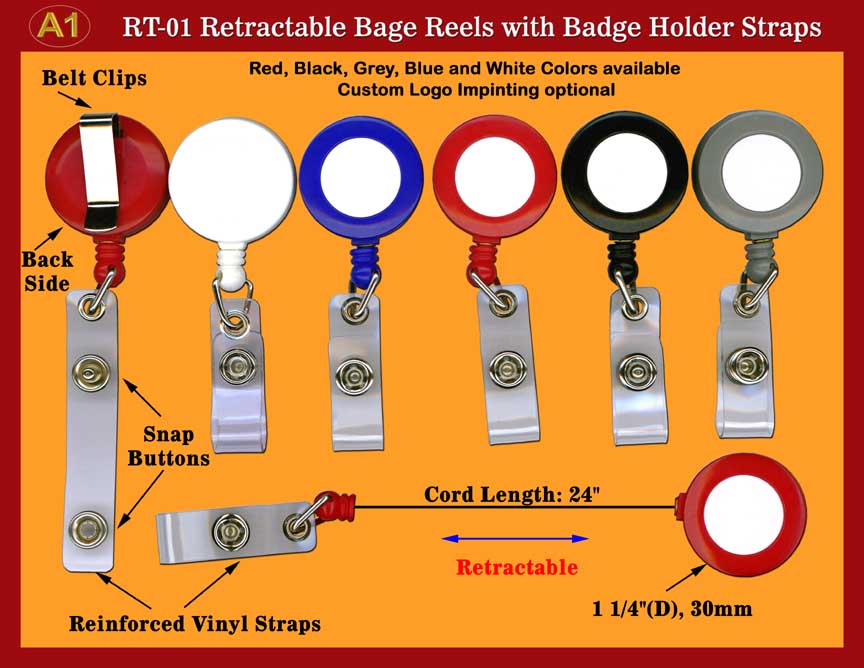 Retractable Badge Reel with Plastic Strap for Badge Holder