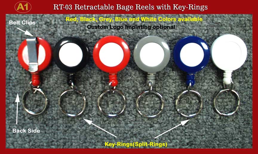 Badge Reel: RT-03 Retractable Key Chain, Key-Ring ( Keyring, Keychain ).
