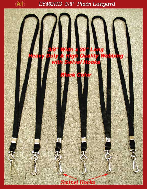 High-Quality and Heavy Duty Plain Lanyards - Black Color
