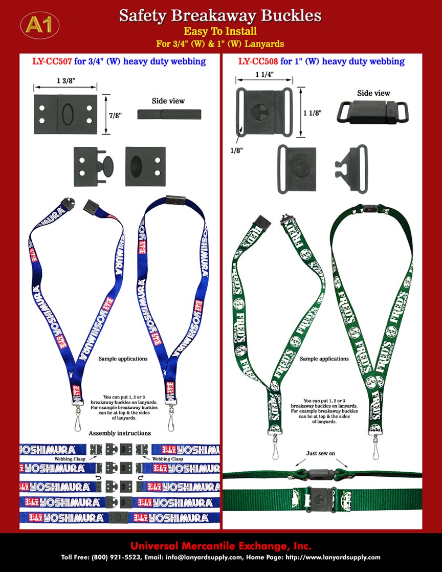 Safety ID Lanyards Hardware Parts: Industrial Safety Breakaway Plastic Buckles or Safety Lanyard Connectors With Lanyard Making Instructions