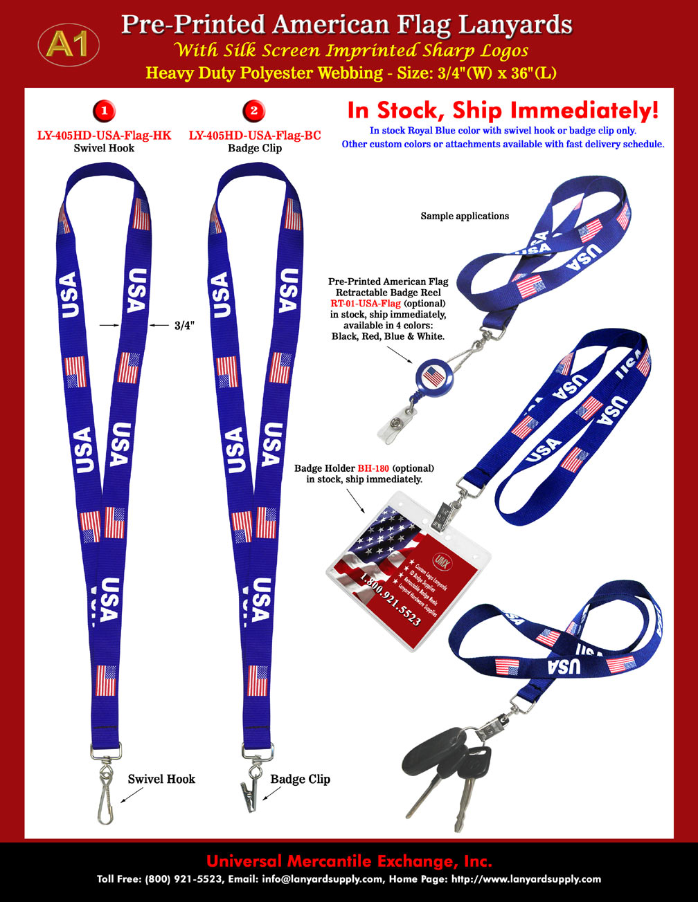 Cool pre-printed lanyards and unique printed badge lanyards are available to ship right away.