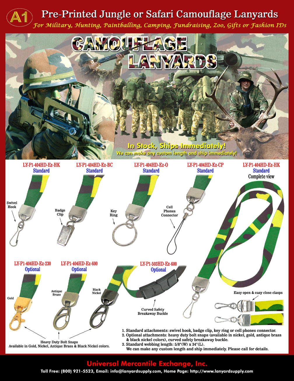 Military lanyards are pre-printed lanyards with concealing colors or concealing color patterns.