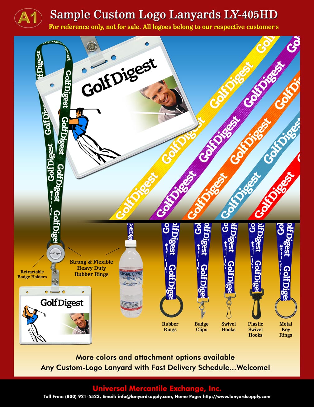 Lanyard: GolfDigest Layard - Sample Custom Logo Lanyards With a wide range color webbing