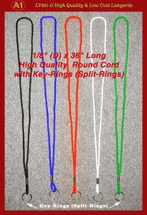 High-Quality and Low Cost Plain Lanyards - with Key-Rings (Split-Rings)